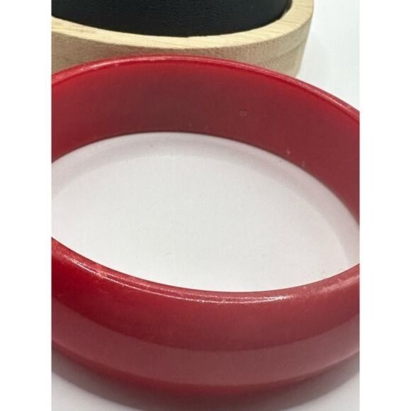 Vintage Red Resin Bangle Bracelet - Picture 3 of 6